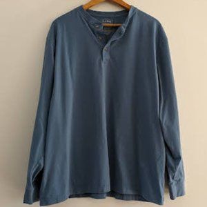 LL Bean Long Sleeved Blue Shirt Size XXL